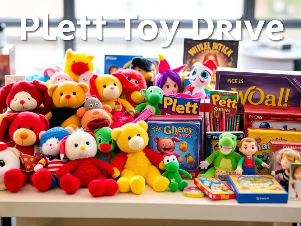 A collection of colorful toys ready for donation to the Plett Toy Drive.